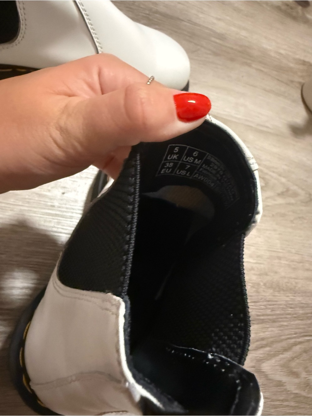 Doc Marten Platform White Chelsea Boots with Black Trim - Picture 4 of 5